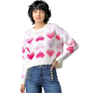 Only white and pink heart sweater